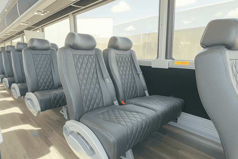 interior of Redding Minibus Company charter bus