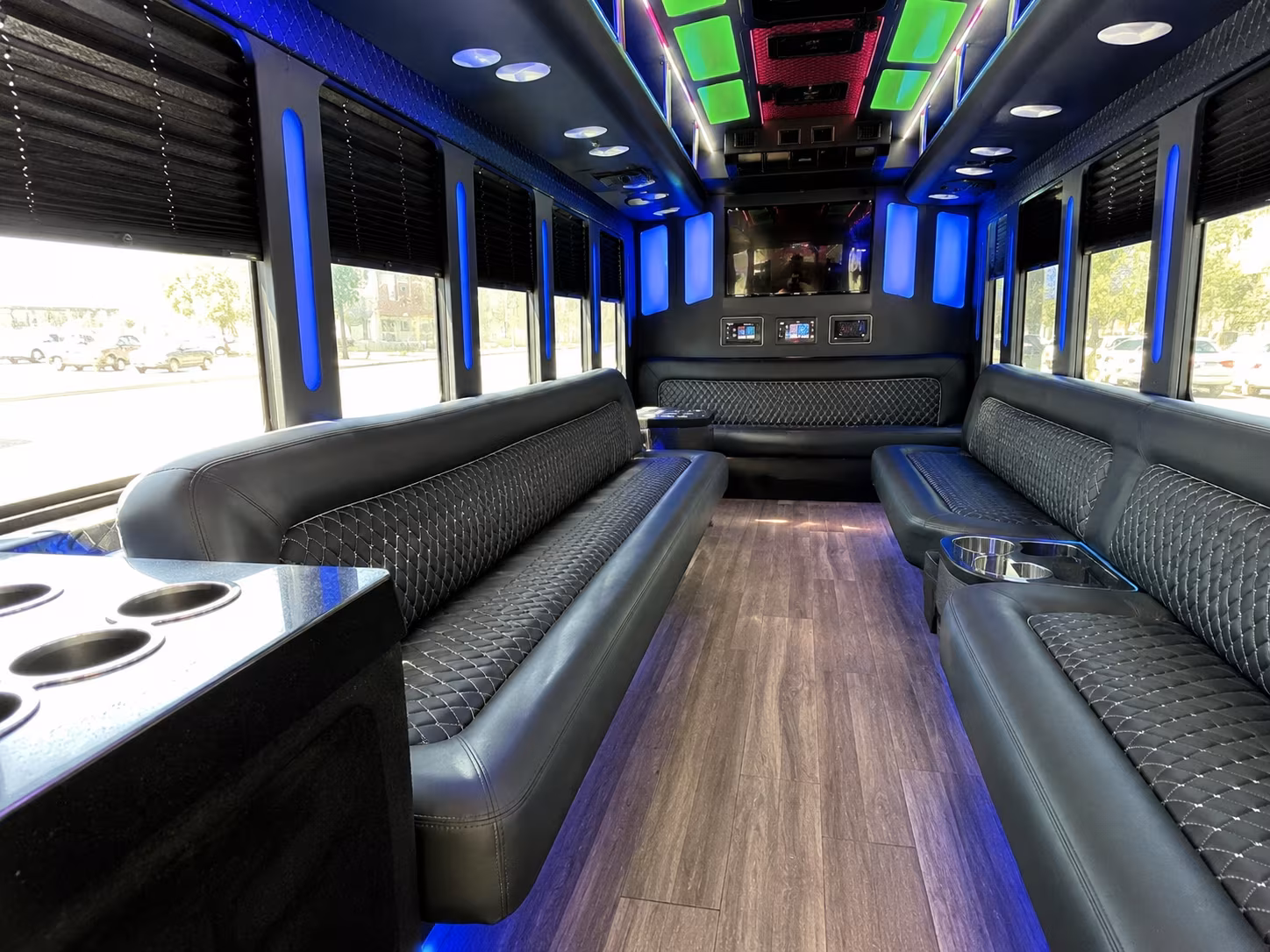 redding 15 passenger party bus inside