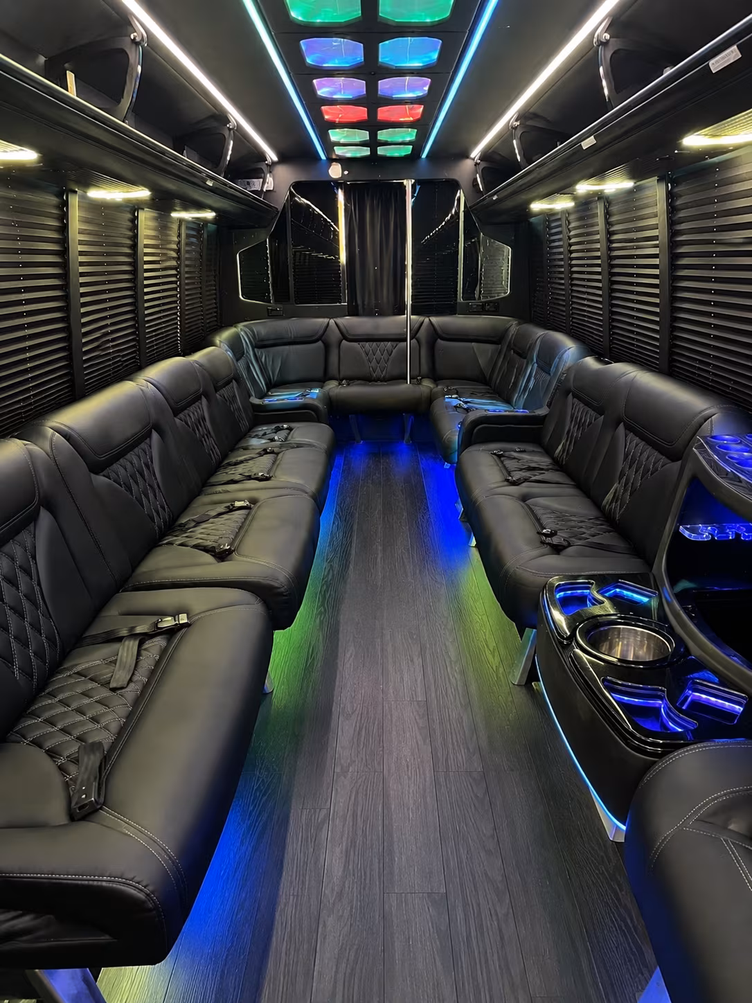 redding 20 passenger party bus interior