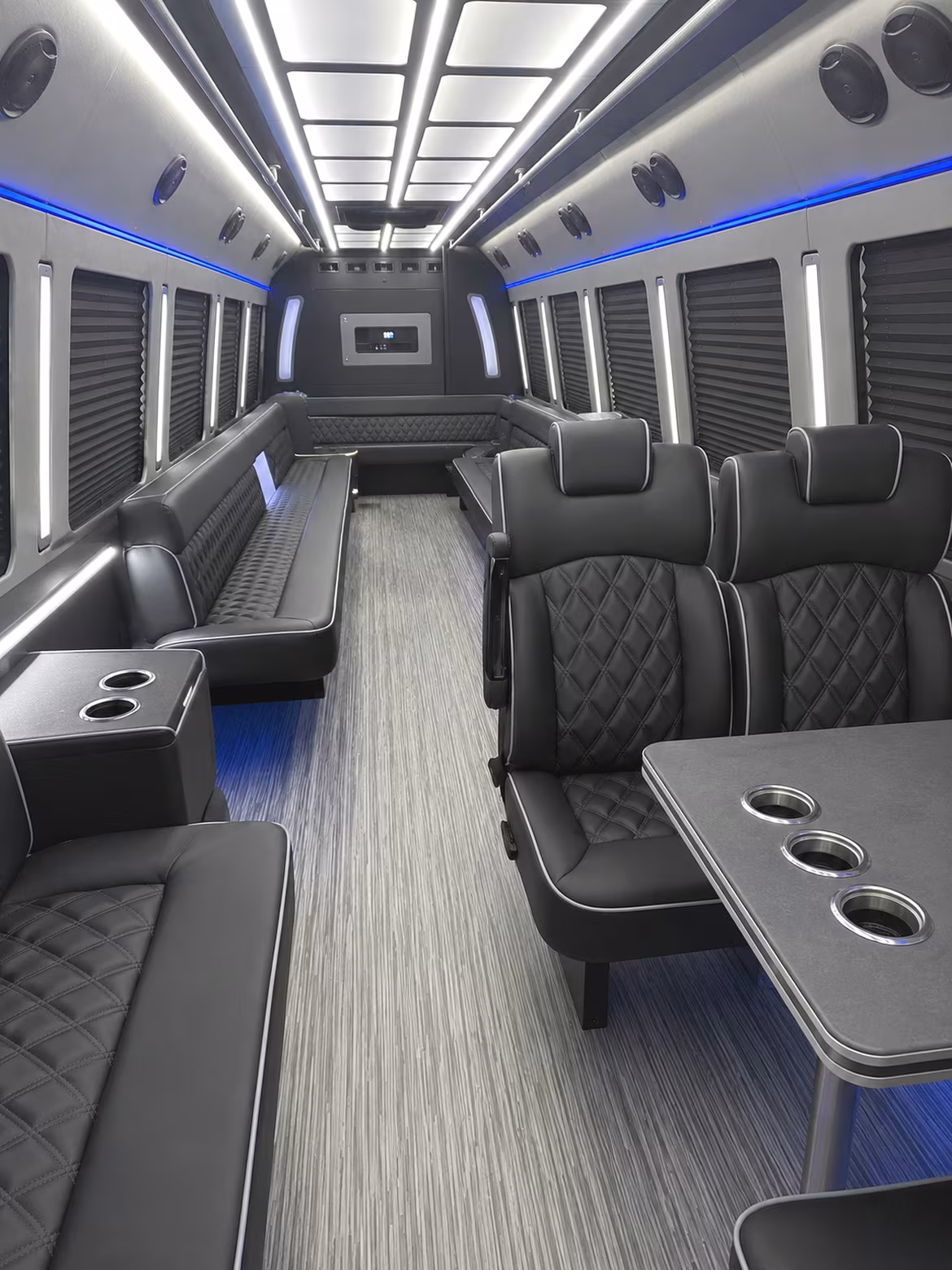 redding 25 passenger party bus inside