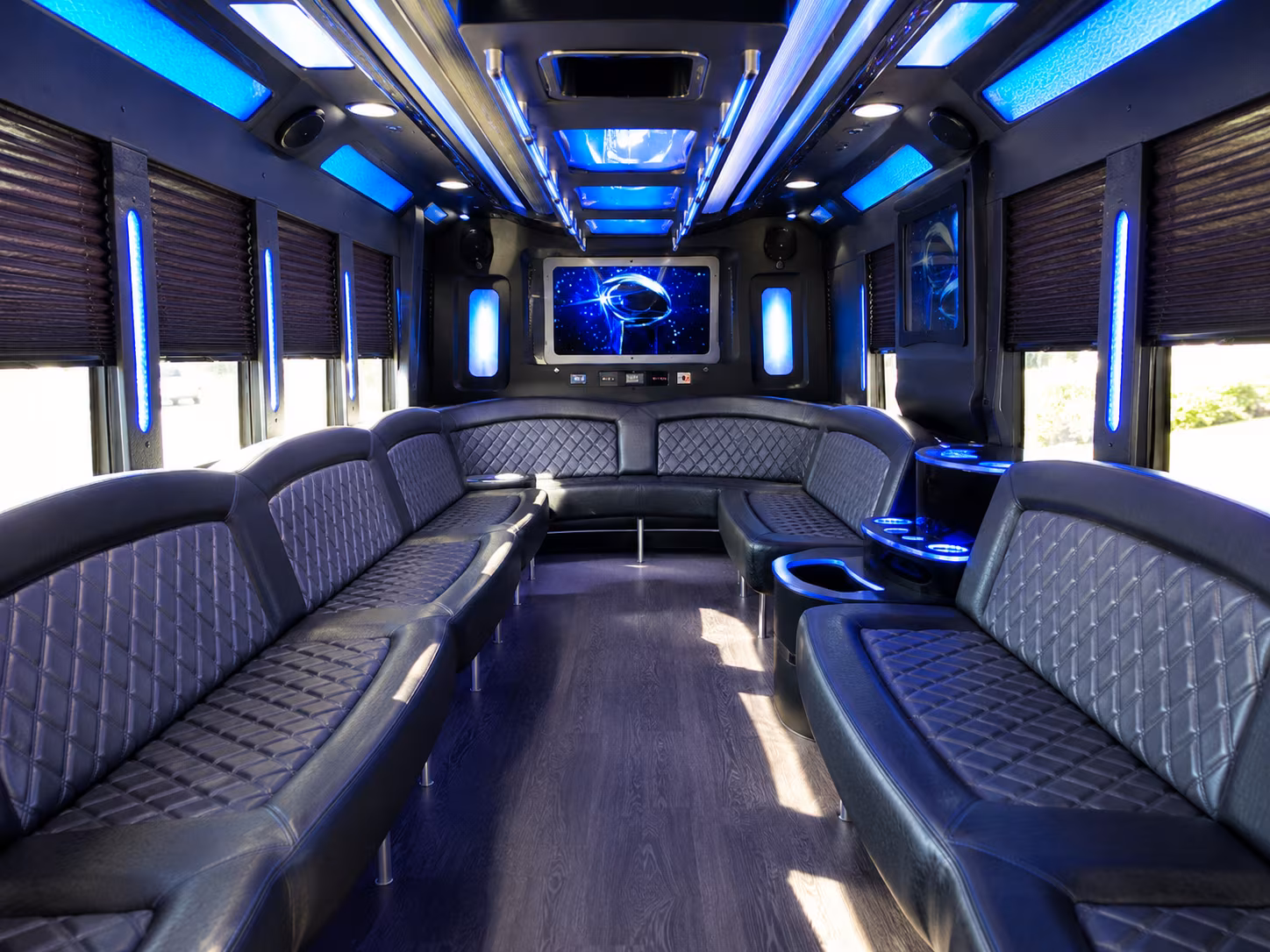 redding 28 passenger party bus inside