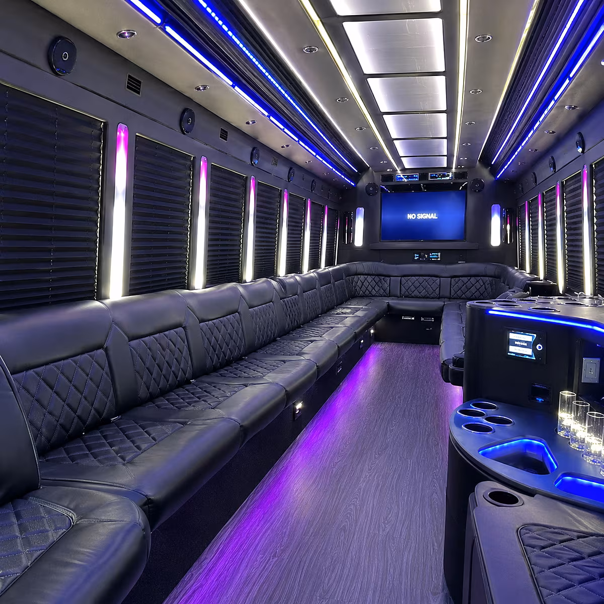 redding 30 passenger party bus inside
