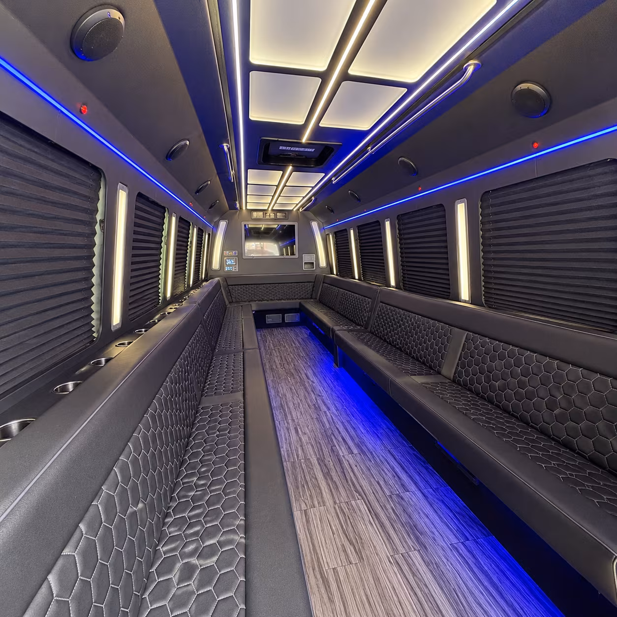 redding 30 passenger party bus interior