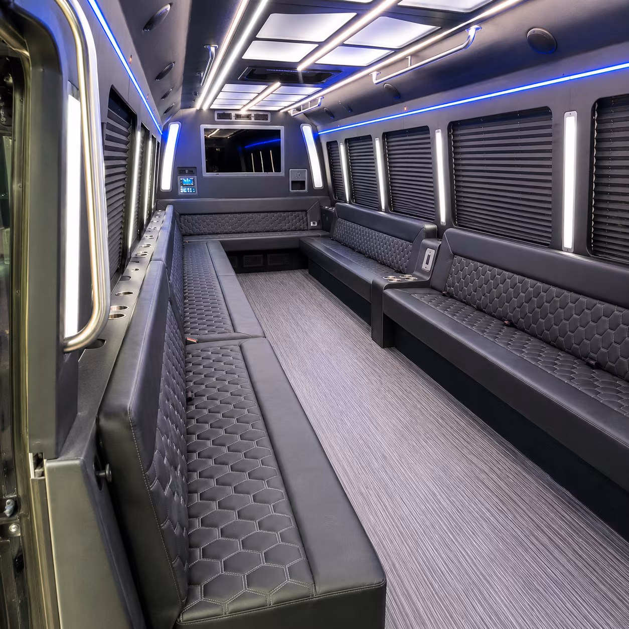 redding 40 passenger party bus interior
