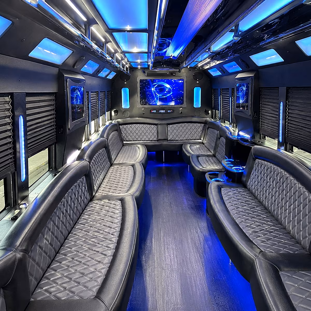 redding 50 passenger party bus interior